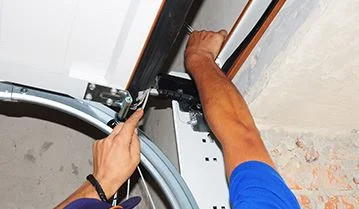 Garage door repair in progress